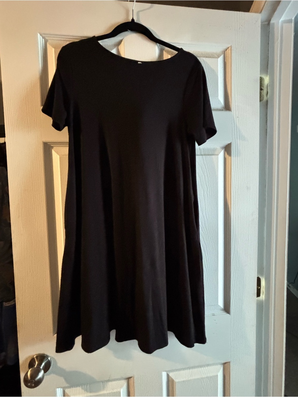Zenana Classic Short-Sleeve Black Swing Dress - Women's Medium